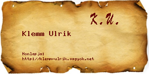 Klemm Ulrik névjegykártya